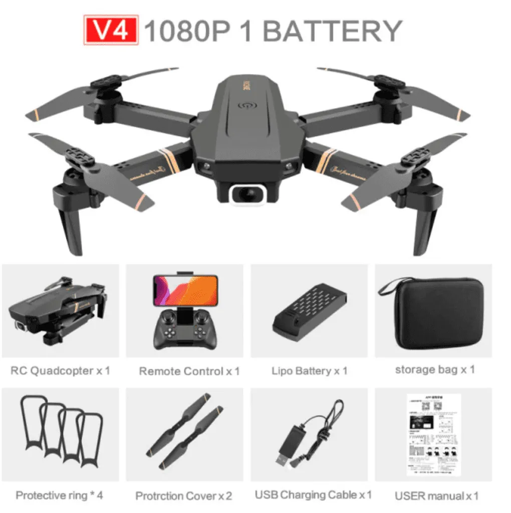 RICHIE Drone Pliable Caméra Full HD avec 2 Batteries et App iOS Android