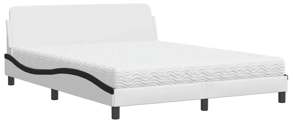 vidaXL Bett mit Matratze "Dover" Weiß und Schwarz 160x200 cm Kunstleder