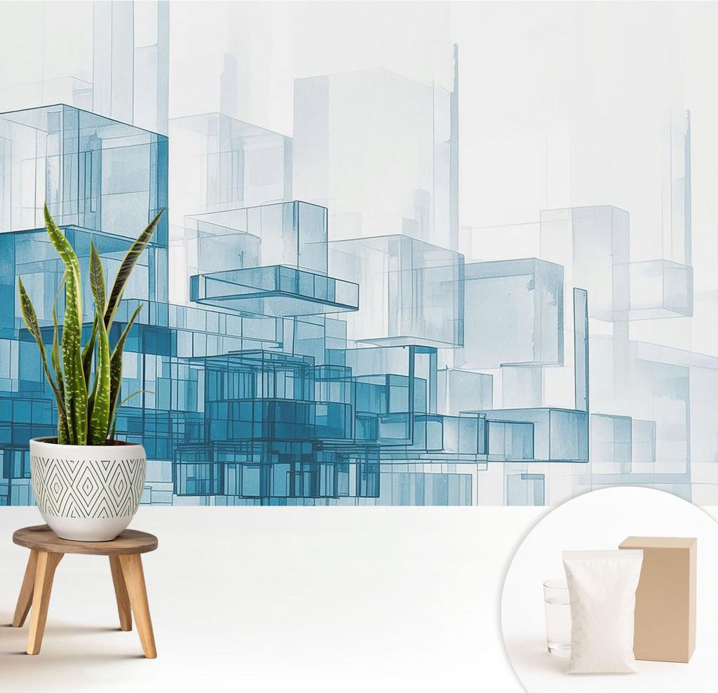 Fototapete - 208x146 cm - Tapete - Wandtapete - Wandbilder - Dekofolie - Tapete Folie - Wand - Dekoration - Wohnzimmer - Transparente Würfel