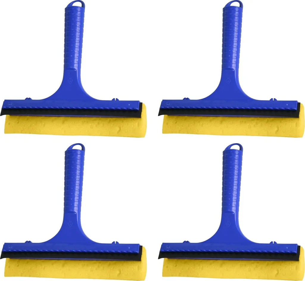 Raclette Vitre Auto 20 cm en Plastique Bleu avec Éponge Absorbante
