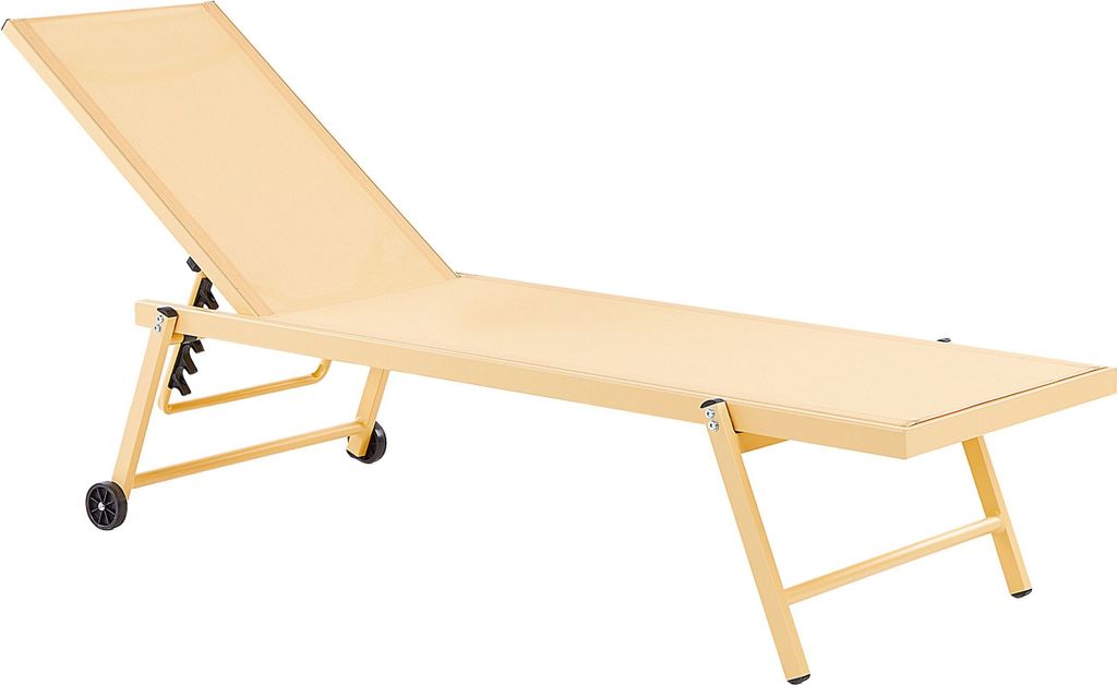 BELIANI Gartenliege Gelb mit Rollen Aluminium Mesh verstellbare Rückenlehne modern Garten Terrasse Balkon
