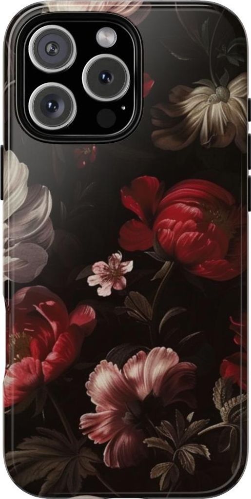 Dunkles Blumenmuster im Vintage-Stil – Hülle Kompatibel mit iPhone 16 Pro Max