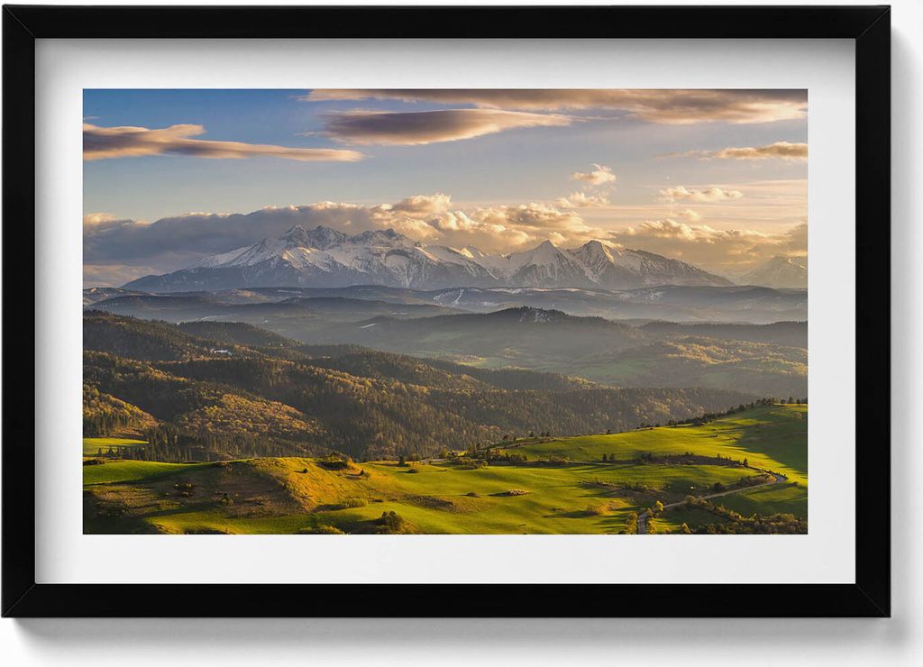 Pieniny-Hochgipfel– Wandbild mit Rahmen – Gerahmtes Bild – Wanddekoration – 60x40 cm – Schwarz Rahmen