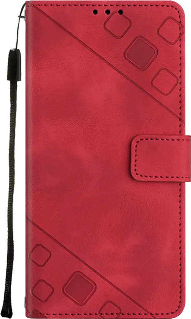 Custodia per Xiaomi Redmi Note 11S / Note 11 4G in rilievo Custodia a portafoglio in pelle Flip con funzione stand rosso - 3