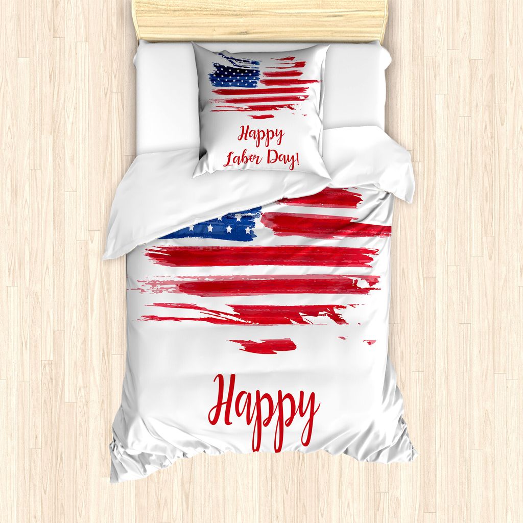 ABAKUHAUS Tag der Arbeit Bettbezug Set für Einzelbetten, Flüchtiger Country Flag, Milbensicher Allergiker geeignet mit Kissenbezug, 135 cm x 200 ...