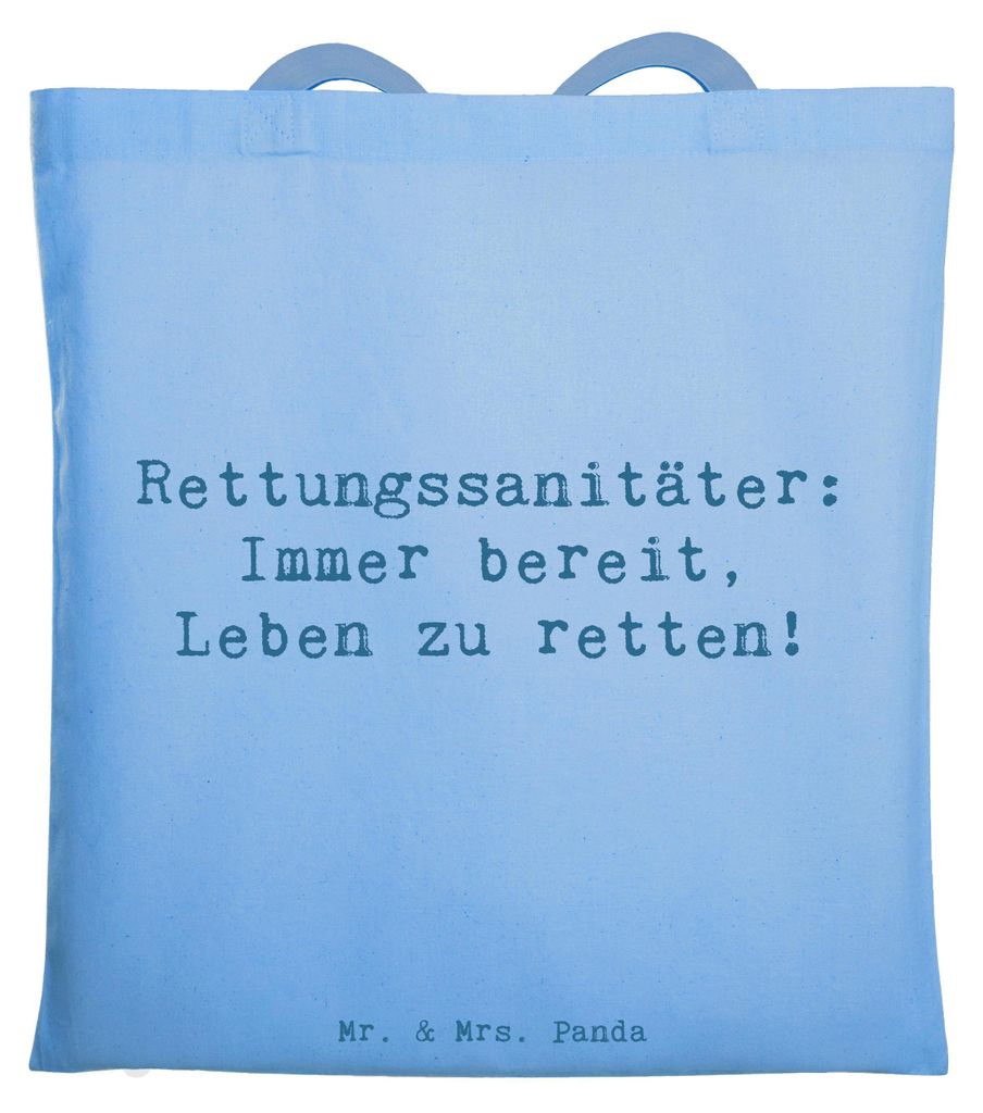 Mr. & Mrs. Panda Jutebeutel Spruch Rettungssanitäter Held - Sky Blue - Geschenk, Laptoptasche, canvas tasche, Schultasche, Leben retten, Bedanken,...