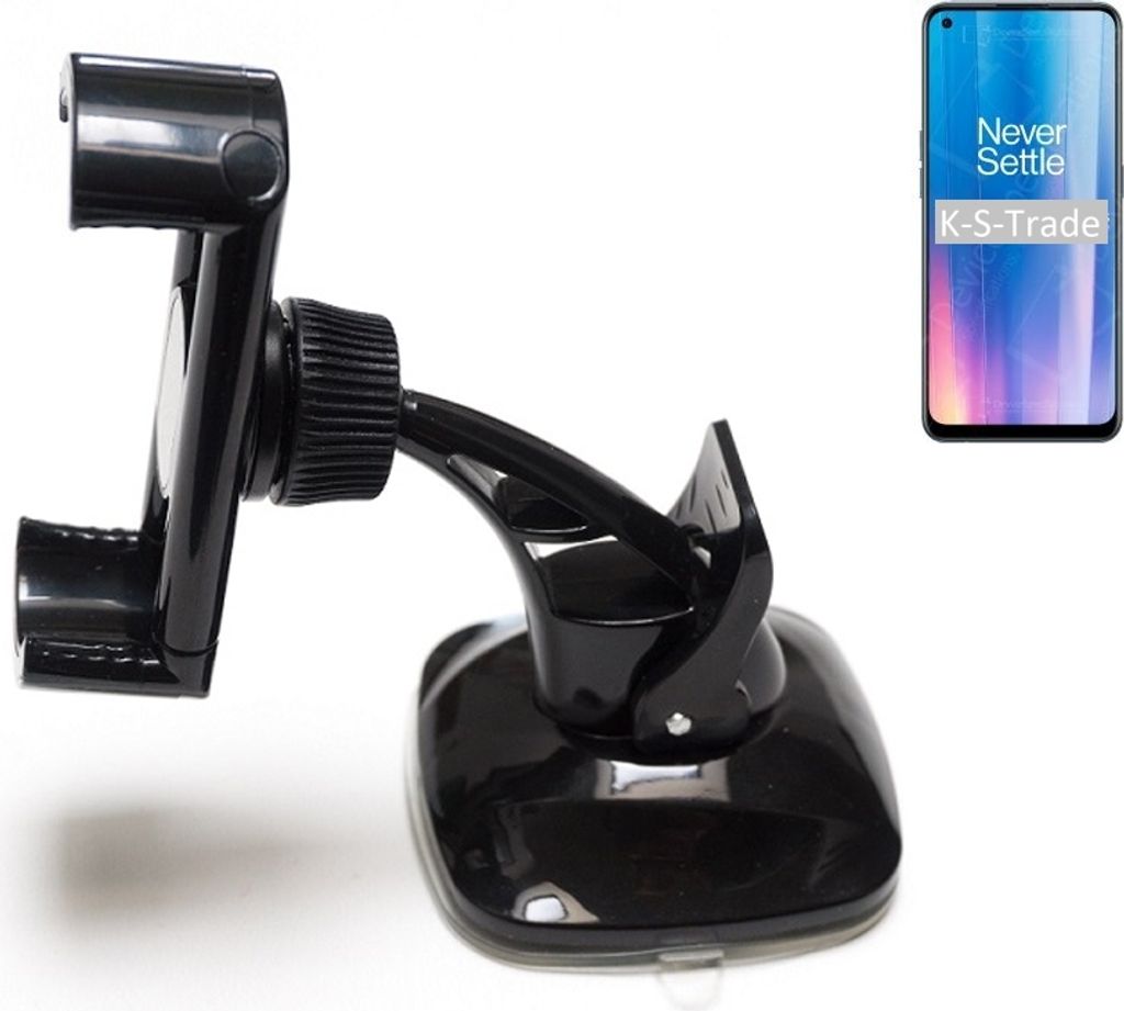 K-S-Trade kompakte Handy-Halterung Windschutzscheibe kompatibel mit OnePlus Nord CE 2 5G Armaturenbrett schwarz Autohalterung KFZ Halter