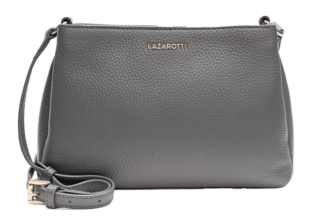 Lazarotti Leder Umhängetasche Bologna Leather MK Crossbody Bag Grey grau