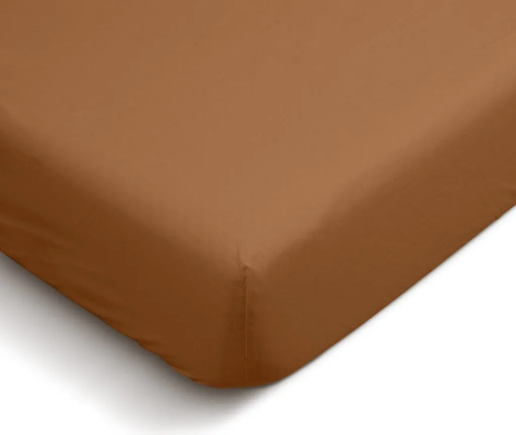 Drap housse percale de coton 180x200cm - Douceur et tenue Terracotta