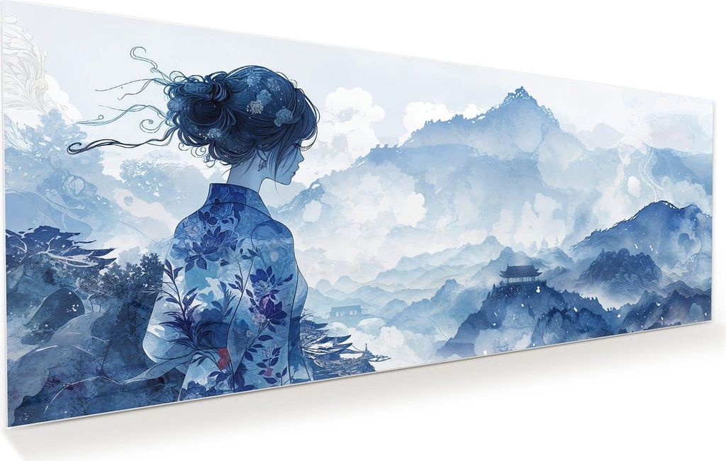 Glasbild 100x40cm in XXL für Wohnzimmer, Schlafzimmer Motiv Asiatische Landschaft
