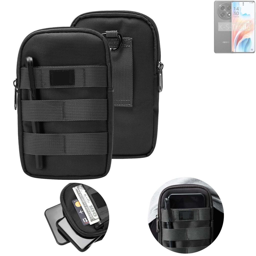 K-S-Trade Holster Gürtel Tasche kompatibel mit Oppo A2 Pro Handy Tasche Schutz Hülle dunkel-grau viele Fächer, 1x