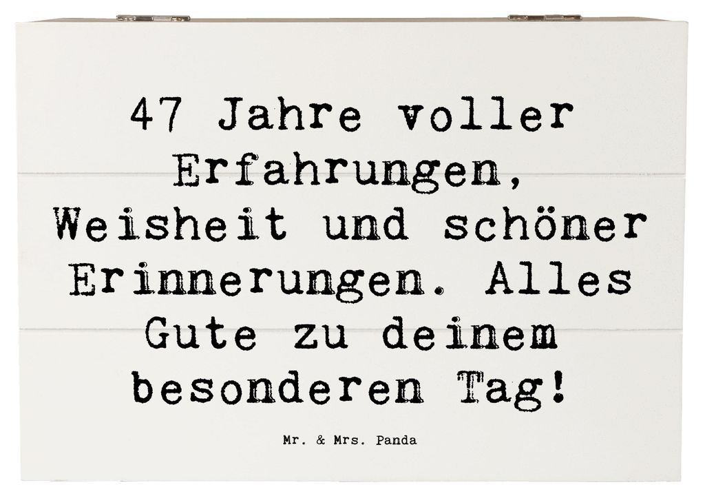 Mr. & Mrs. Panda Box Spruch 47. Geburtstag 22 x 15 cm - Weiß - Geschenk, Geburtstagsgeschenk, Kiste, Alter, fotobox, Handgemachte Produkte, Glück...