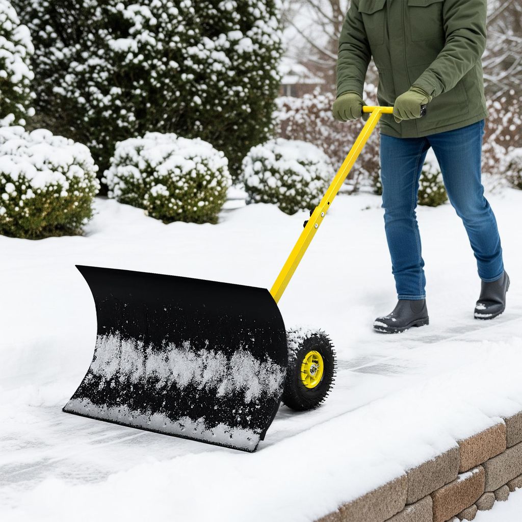 ALIGHTUP Schneeschieber mit Rädern, Stahlschaufel 74cm, Produktbild 