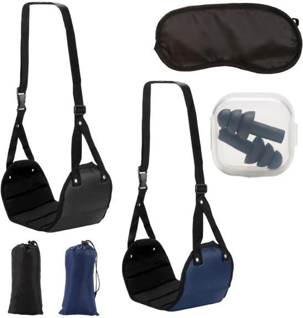 Lot de 2 repose-pieds avion réglables en mousse avec masques de sommeil