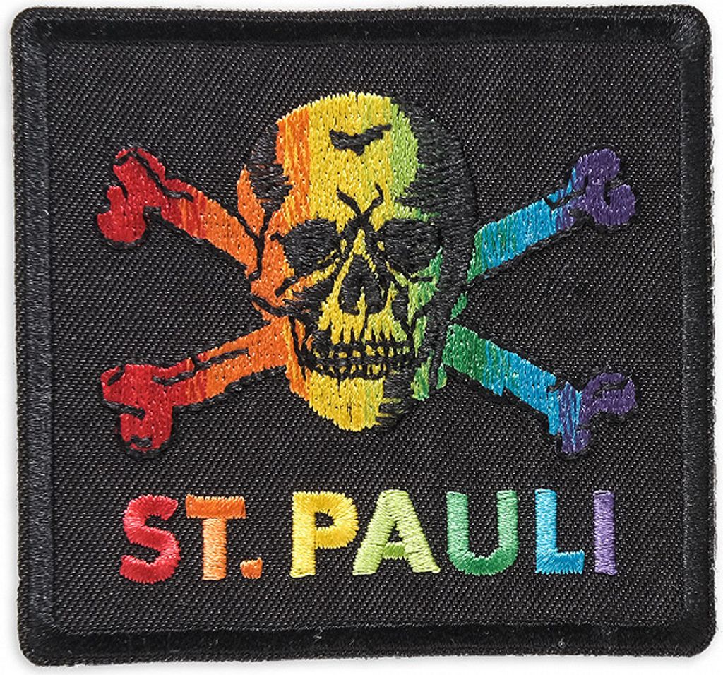 St. Pauli - Totenkopf Regenbogen, Aufnäher 8 x 7,5 cm