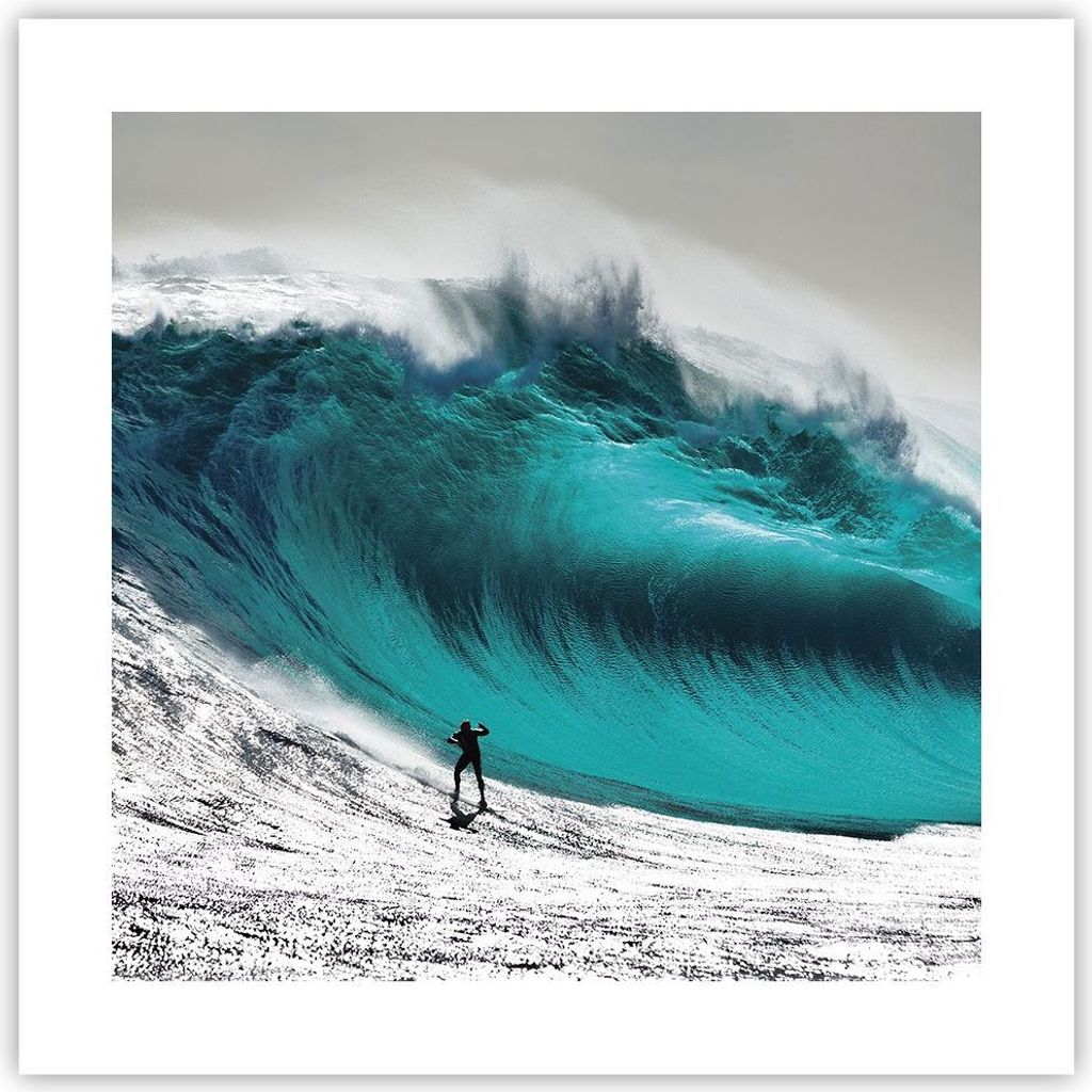 Poster - Poster ohne Rahmen - Surfen Welle Türkis - 40x40 cm - Wand Bild - Wanddeko - Wandbilder - Kunstposter - Wandposter - Bilder - Kunstdruck ...