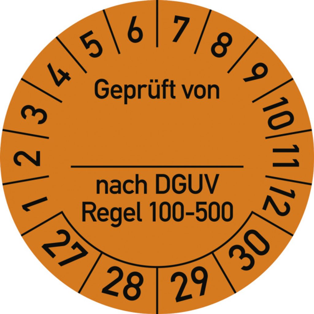Dreifke Prüfplakette Gepr....DGUV Regel100-500,2027-2030,Dokumentenfolie,Ø30...