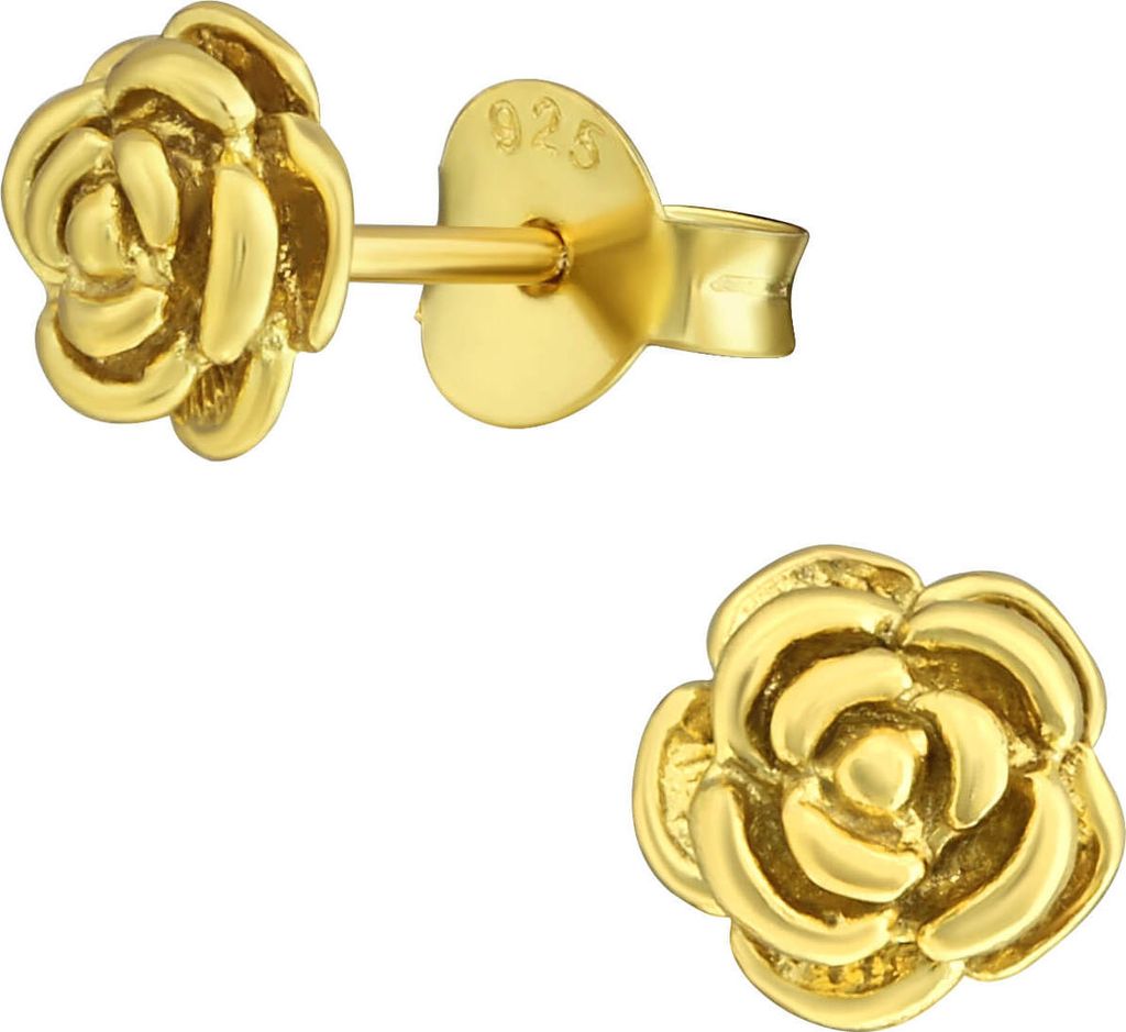 Ohrstecker 925 Sterling Silber vergoldet mit Rose