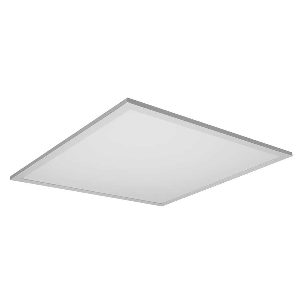 A square LED panel light with a thin gray frame, shown from a slightly angled perspective against a white background.