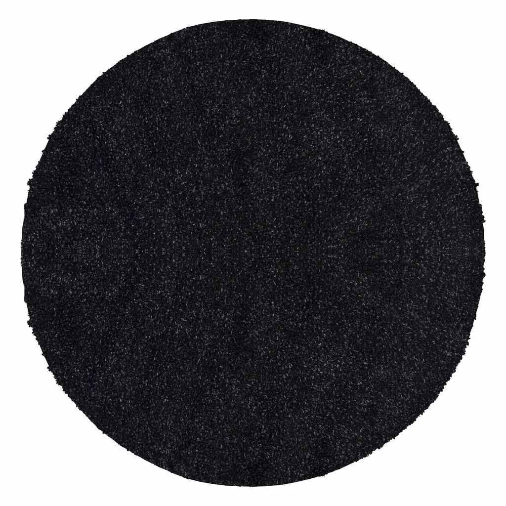 Tapis Rond 80 cm Anthracite Doux - Design Moderne à Poils Longs Shaggy