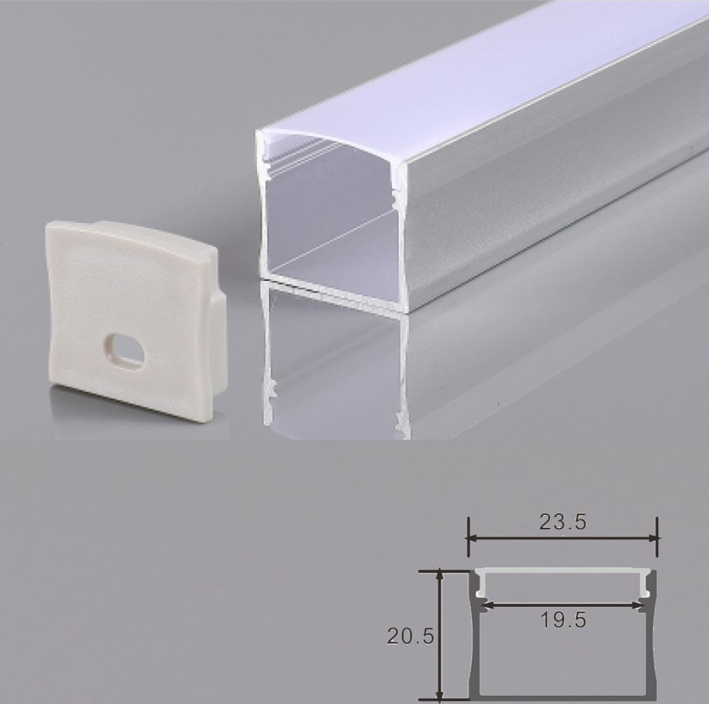 2m LED Aufputz-Profil Alu Schiene Kanal System für LED-Streifen Milchglas Abdeckung Extra Breit und tief Profil Y