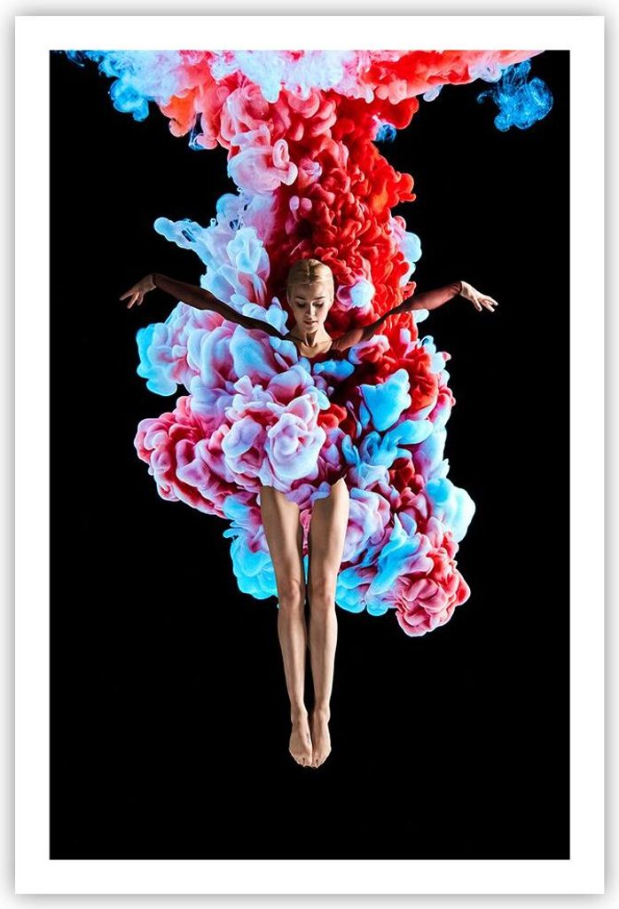 Poster - Poster ohne Rahmen - Mädchen bunt Rauch - 61x91,5 cm - Wand Bild - Wanddeko - Wandbilder - Kunstposter - Wandposter - Bilder - Kunstdruck...