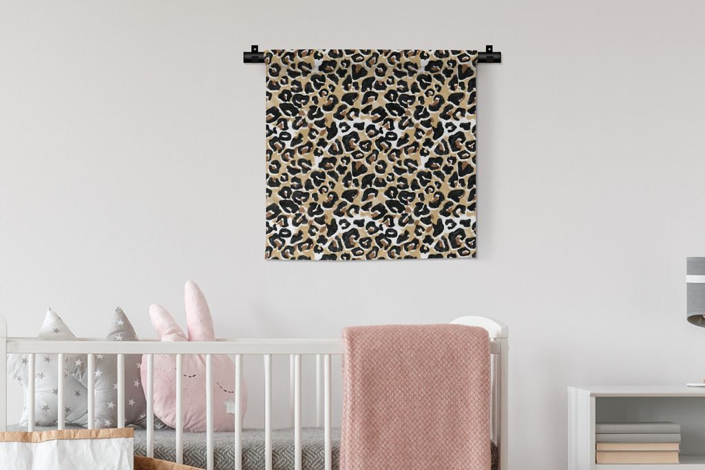MuchoWow Wandteppich Wandbehang Tierdruck - Panther - Braun - Aquarell 60x60 cm Tapisserie Dekoration Wandtuch - Dekorationen - Wand Decke