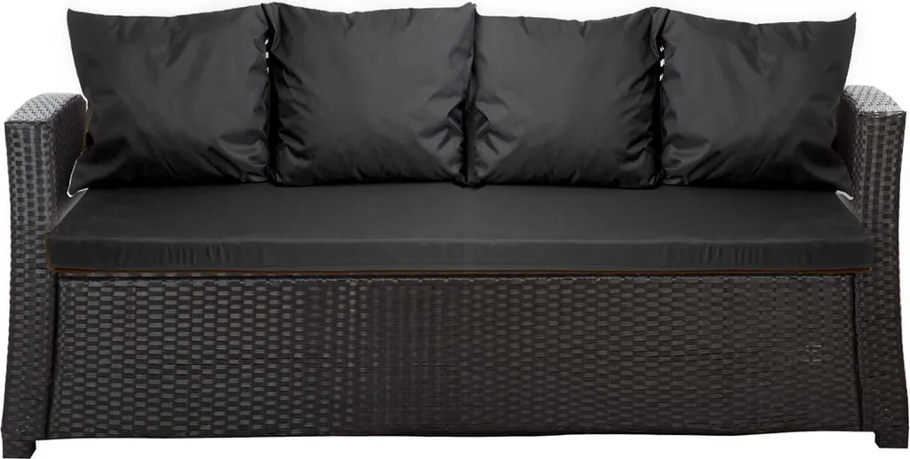 Cuscini Divano Giardino Nero 180x50x7 - Set Ricambio 4 Posti Esterno