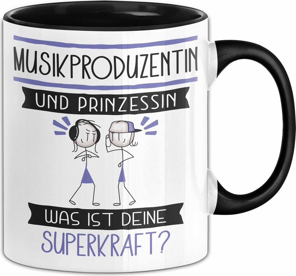 Musikproduzentin Und Prinzessin Tasse Geschenk Für Eine Musikproduzentin Geburtstag Was Ist Deine Superkraft (Schwarz)