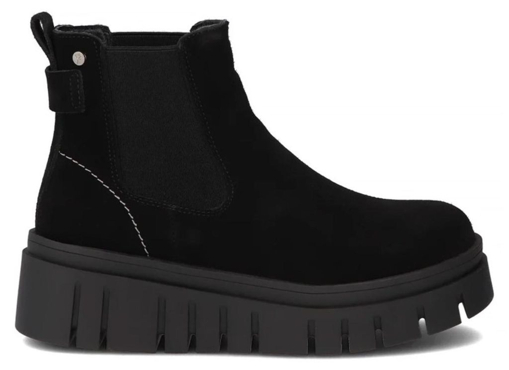 Plateau-Stiefeletten DBT726625BK, 5,5 cm geriffeltes Plateau, 12 cm Schafthöhe, Schlupfdesign