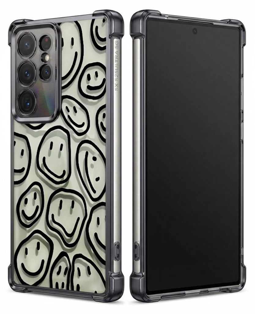 Personalisierte Hülle mit Bild für Samsung Galaxy S22+ Elektroplattiert TPU Stoßdämpfer Handyhülle mit Smiley-Gesichter-Musterdruckdesign