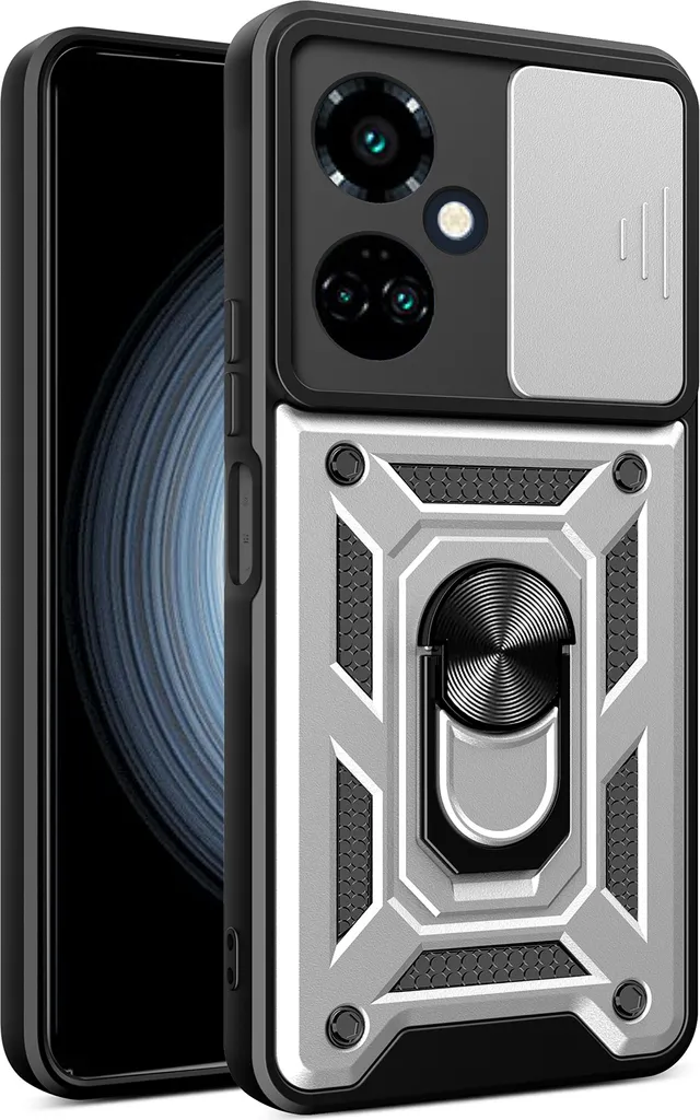 Custodia Tecno Camon 19 con Supporto Anello Argento - Stile e Sicurezza