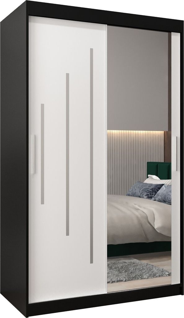 Kleiderschrank, Schiebetürenschrank Schlafzimmer, Schrank mit Spiegel YORK 2 120 cm