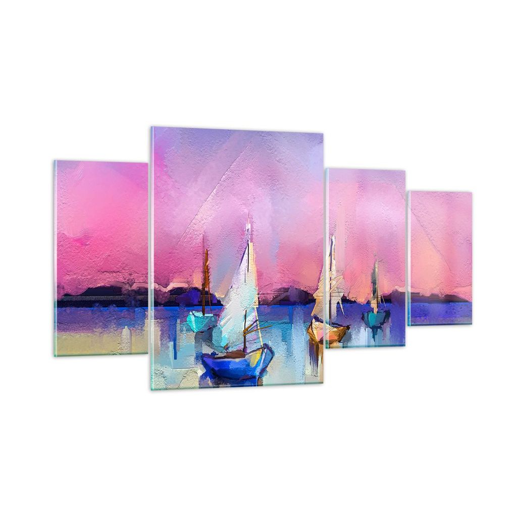 Bilder auf glas - Segelboot See - 160x90cm - Glasbilder - Wandbilder - Bilder - Kunstdruck - zum Aufhängen bereit - Wanddekoration aus Glas - Glas...