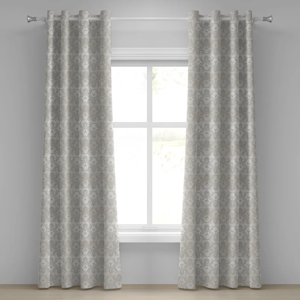 Set 2 Tende ABAKUHAUS Grigio Rococò 280x245cm | Stile Damascato