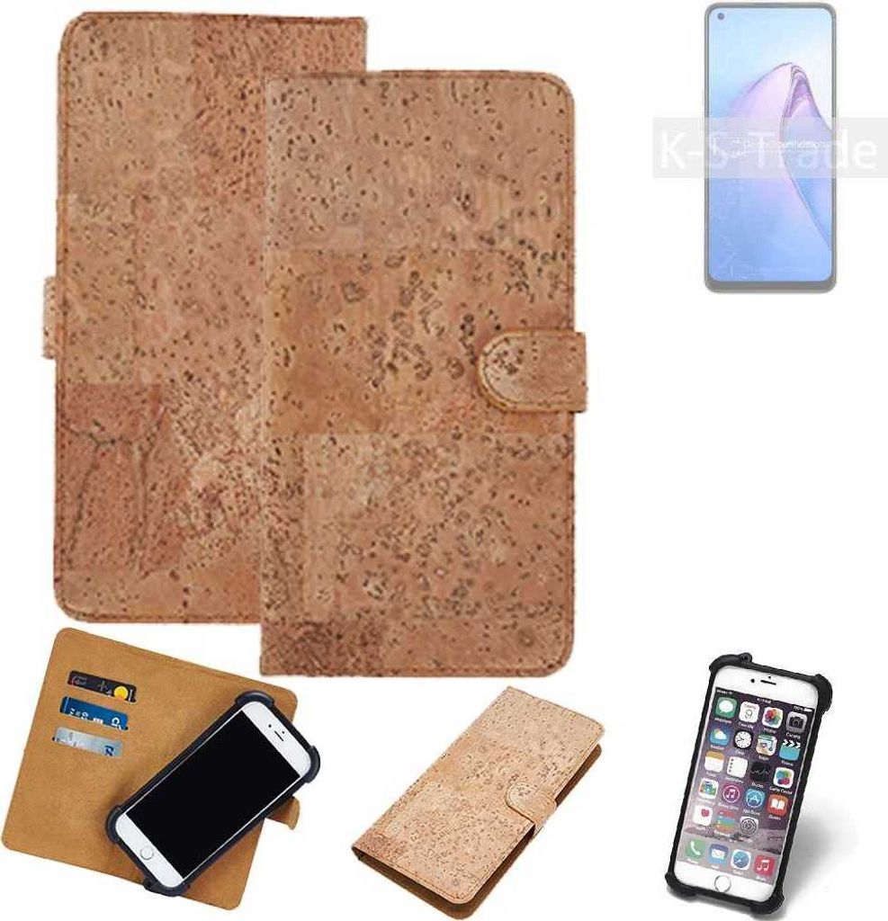 K-S-Trade Hülle kompatibel mit Oppo Reno8 Global Kork Handyhülle Cover Schutzhülle TPU Case Bumper in Hellbraun, (1x)