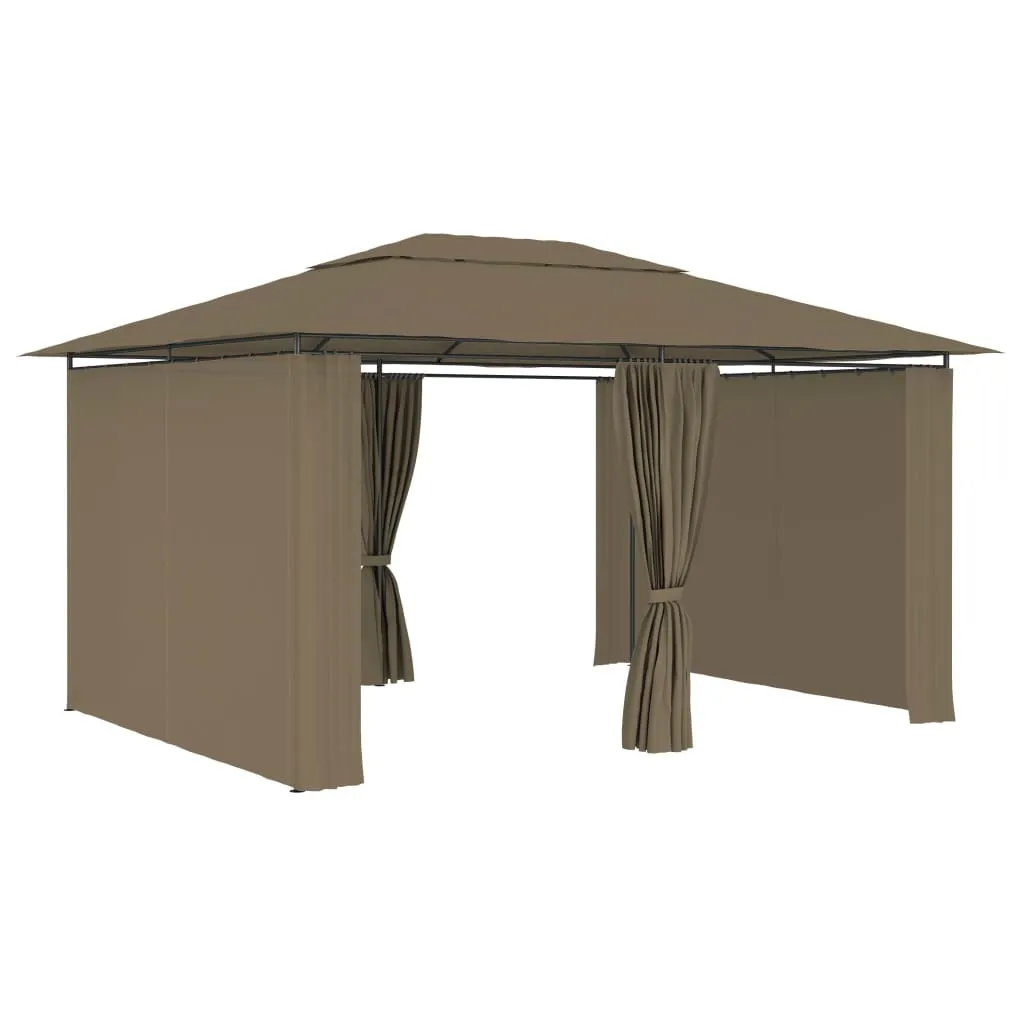 Tonnelle de jardin 4x3 m avec rideaux latéraux coloris taupe vidaXL