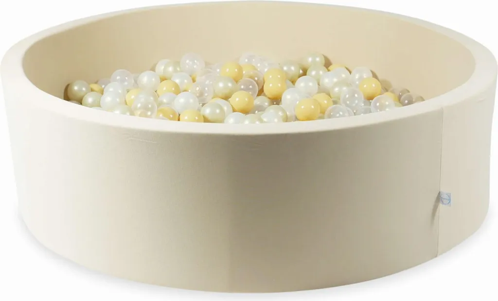 Aire de jeux piscine à balles XL en mousse beige pour enfant et bébé