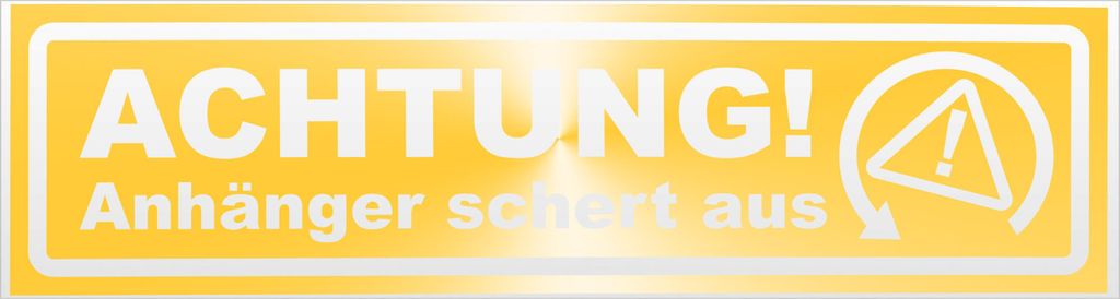 Kiwistar Achtung Anhänger schert aus invertiert Magnetschild Schild magnetisch - 60cm Gelb - reflektierend - Magnetfolie für Auto PKW Kfz