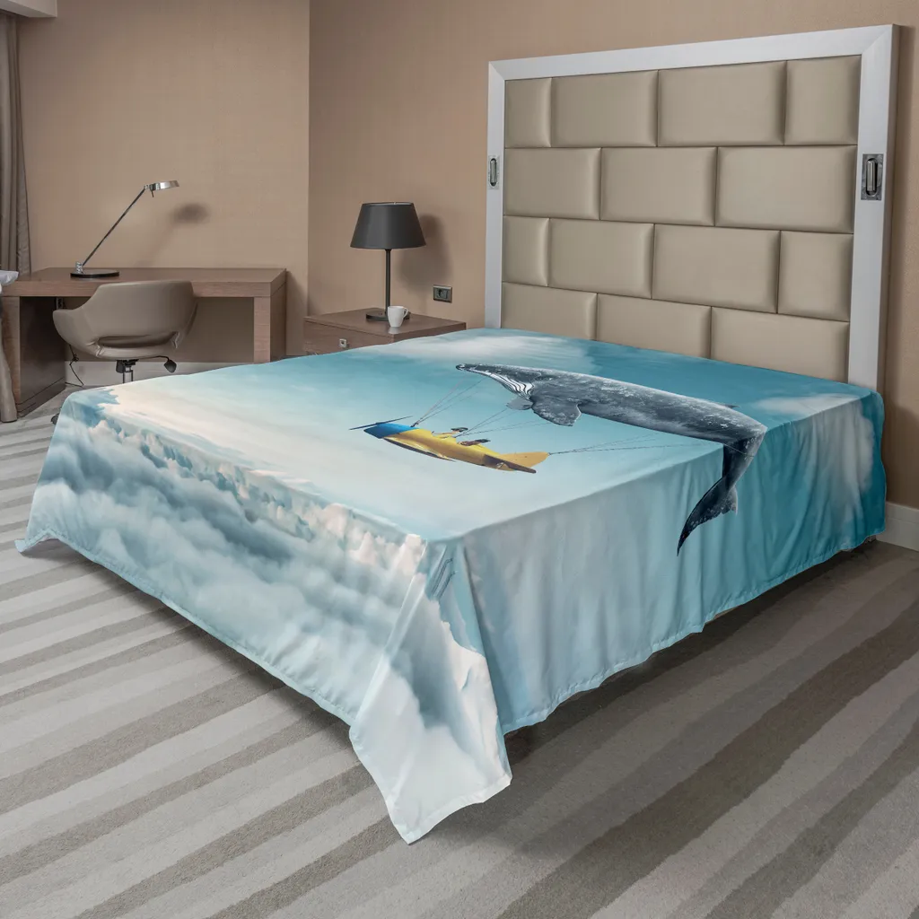Grand drap plat décoratif 275x260 cm pour Lit Double Motif Nuages
