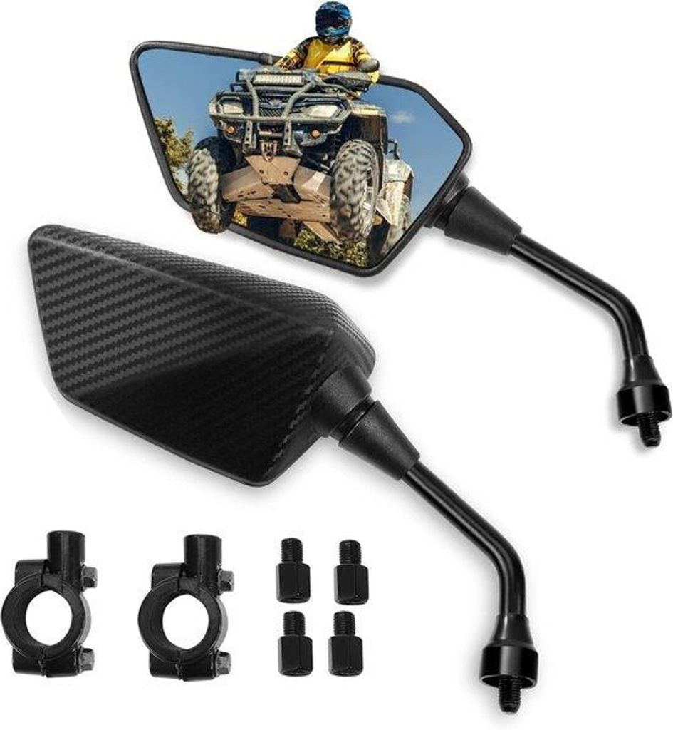 Zwei-Wege-Spiegel-Set für Motorräder, mit 8 mm und 10 mm Schrauben, 7/8 Zoll Lenkbügelhalterung, für verschiedene Marken.