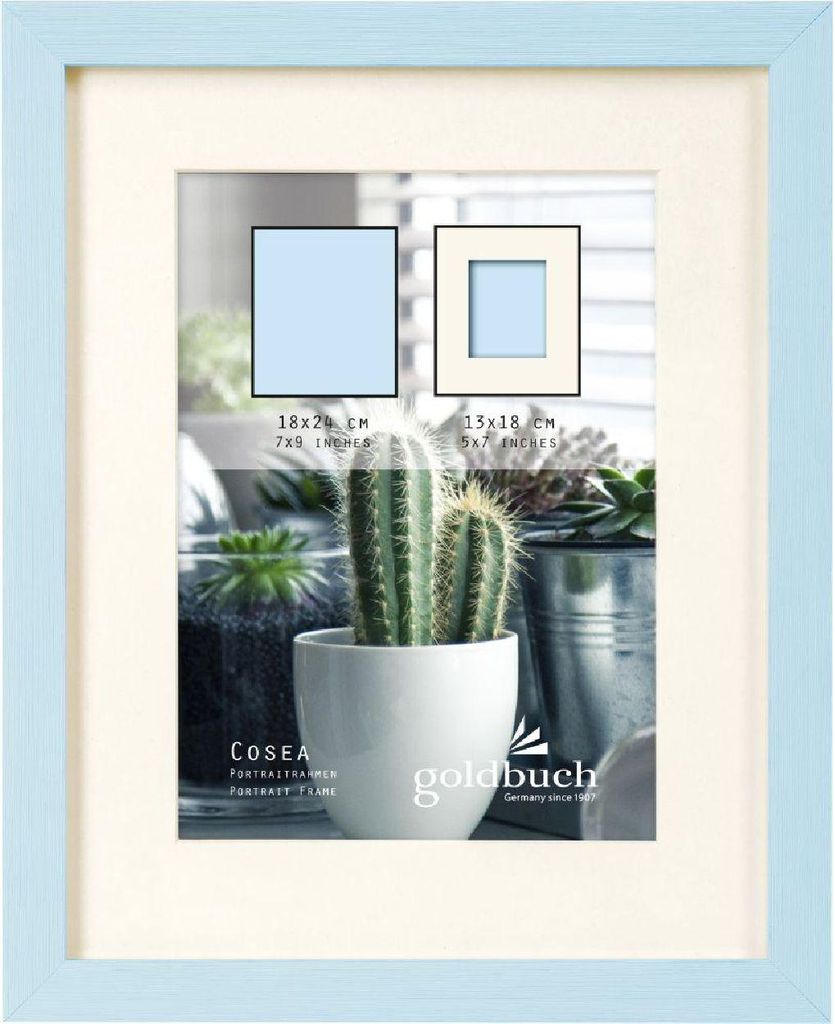 Goldbuch Fotorahmen Cosea 18x24 cm blau Holzoptik Blockprofil Passepartout