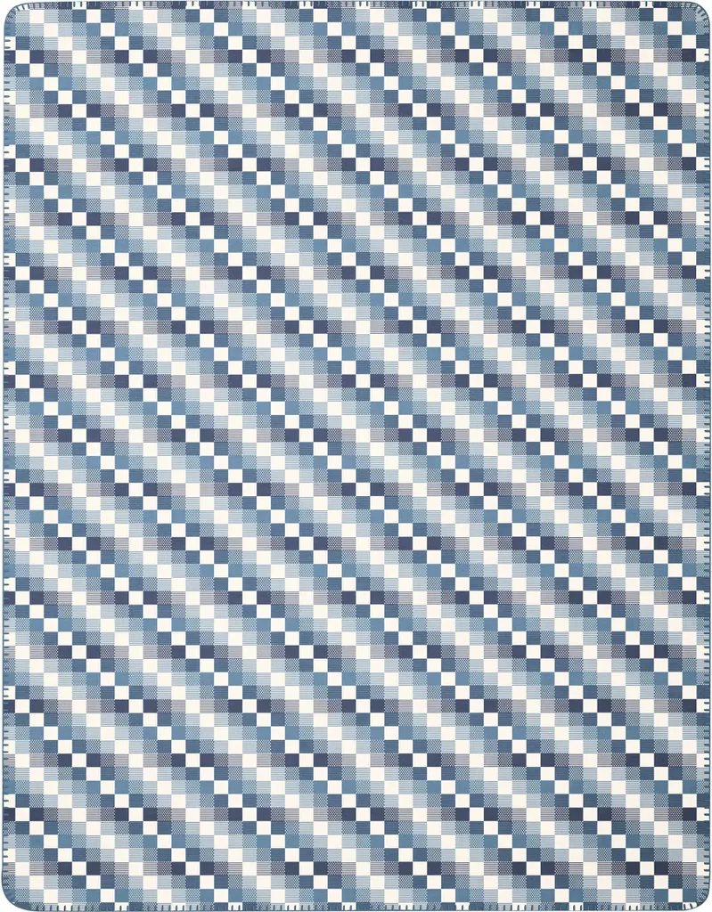 Couverture Biederlack Stairway 150x200 à Carreaux Bleu Blanc 807601 - 2