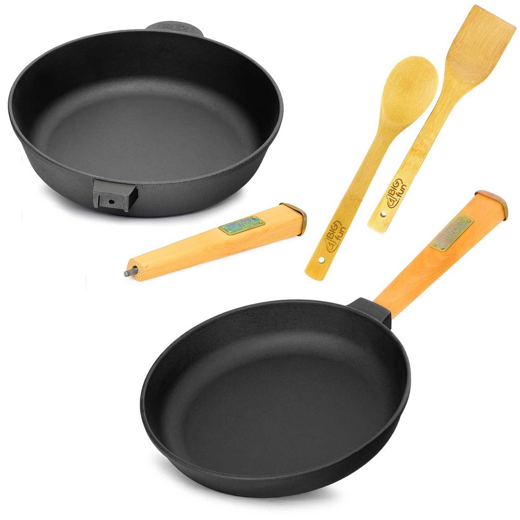 Gusseisenpfanne Set 2x Bratpfanne Gusseisen 24 cm und 26 cm Produktbild 