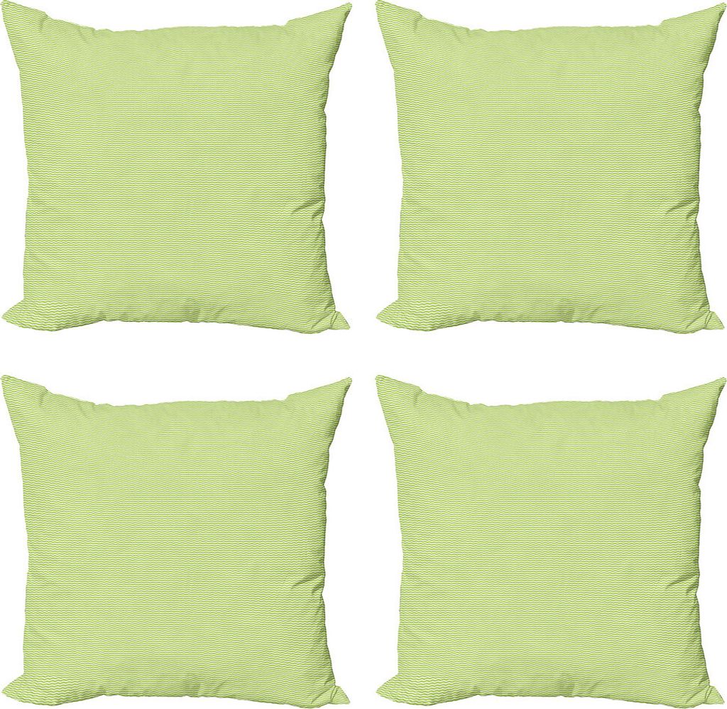 ABAKUHAUS Winkel Kissenbezug Set (4 Stück), Zick-Zack-Linien in den grünen Tönen, Moderner Doppelseitiger Digitaldruck, 40 cm x 40 cm, Hellgrün...