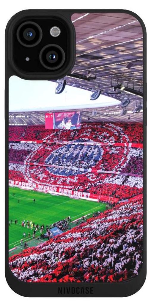 NIVOCASE Handyhülle für Apple iPhone 15 Plus Hülle NIVOpure Case Schwarz FC Bayern München FCB Stadion