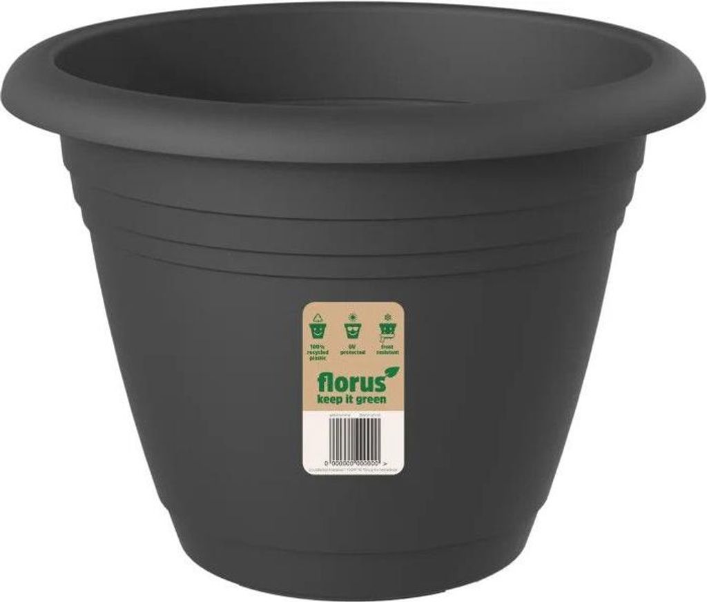 Blumentopf Mediterran Campana aus Kunststoff, Anthrazit, 40 cm Durchmesser