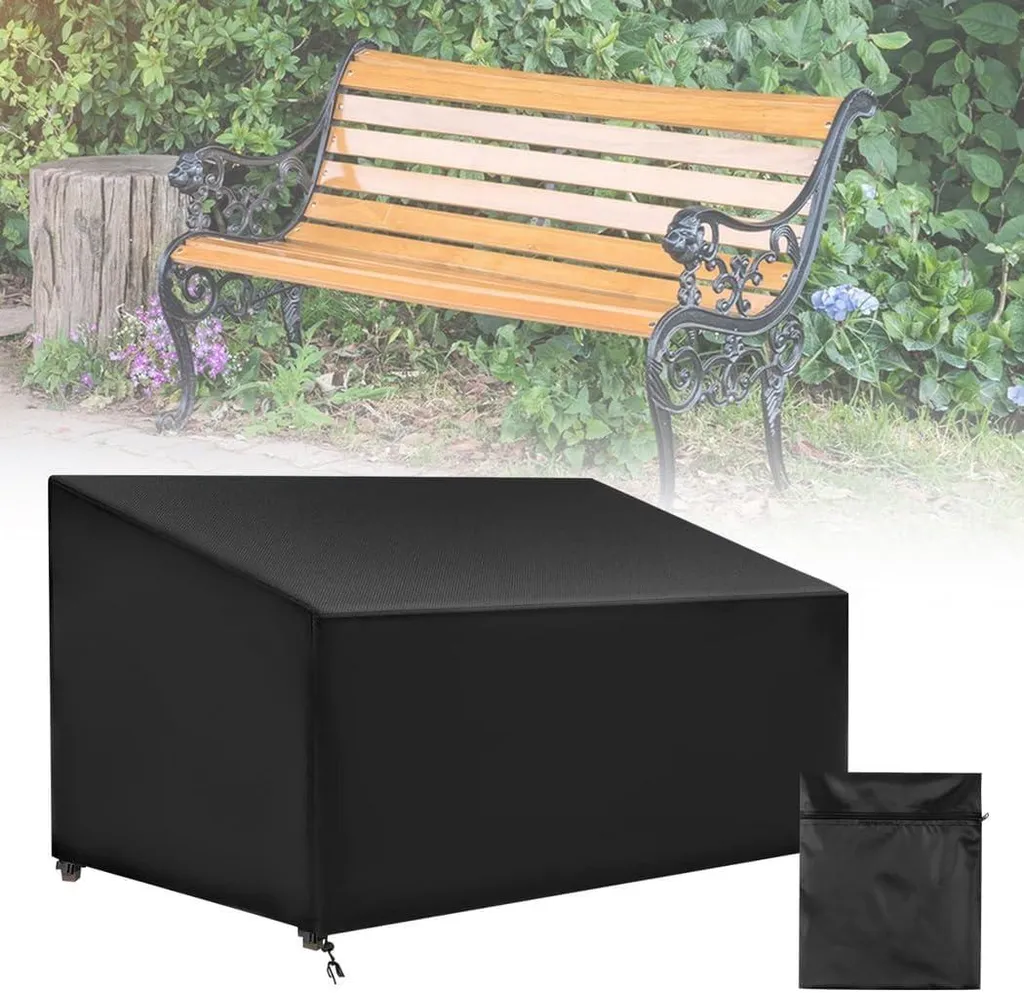 Copertura protettiva per panca da giardino 3 posti copertura impermeabile Oxford 210D tessile traspirante per mobili da giardino, 164x66x63/89cm