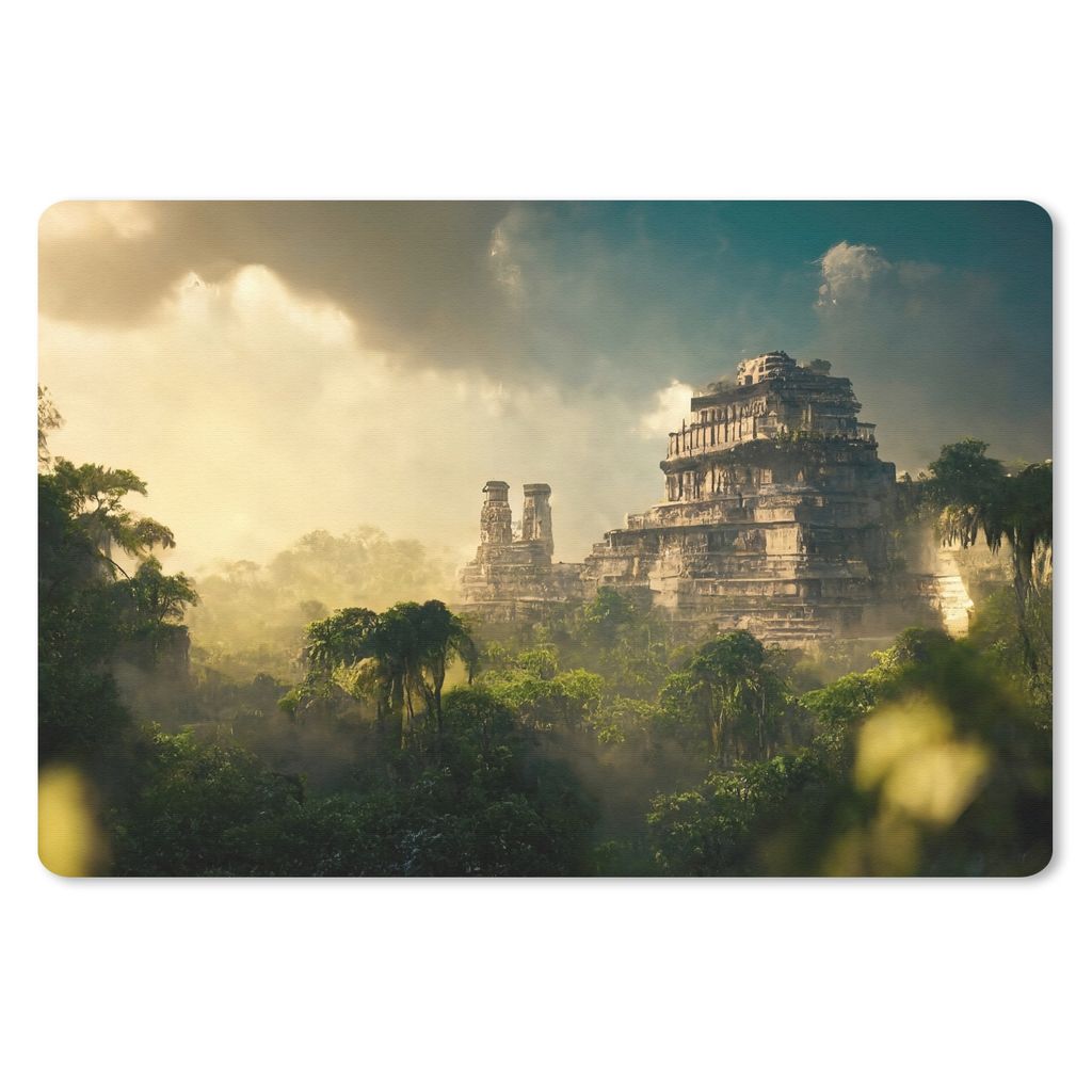 MuchoWow Mauspad Mousepad Tempel - Dschungel - Wolken - Himmel - Natur 27x18 cm - Mousepads - Maus Mat - Pad - Mausunterlage - Büroartikel - Des...
