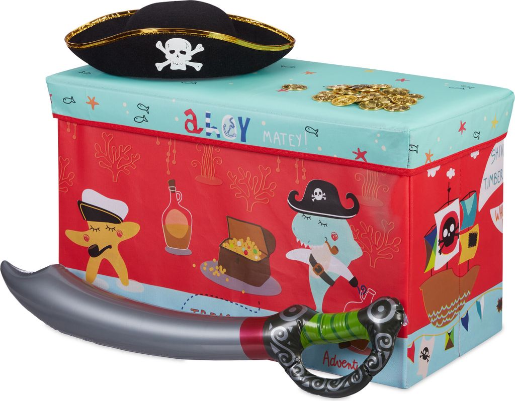 Relaxdays Seduta-contenitore per bambini, contenitore Immagine del prodotto 